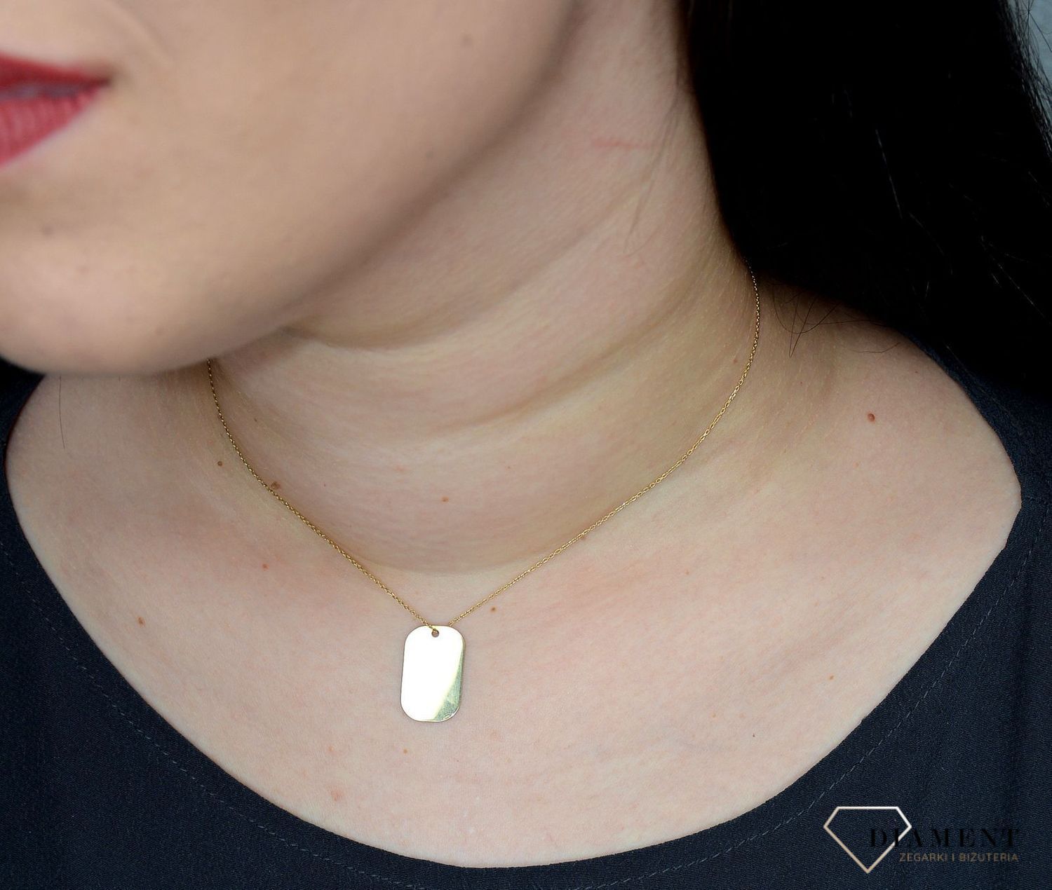 Złoty naszyjnik 585 nieśmiertelnik blaszka do graweru DIA-NA 246-585.jpg